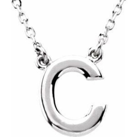 Kazi Luxury Initial Necklace - 14K White (Initial C)